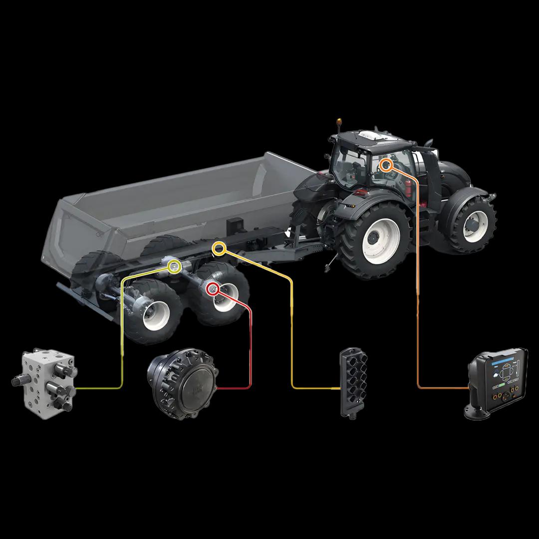 Pomocný hydropohon pro přívěsy a návěsy