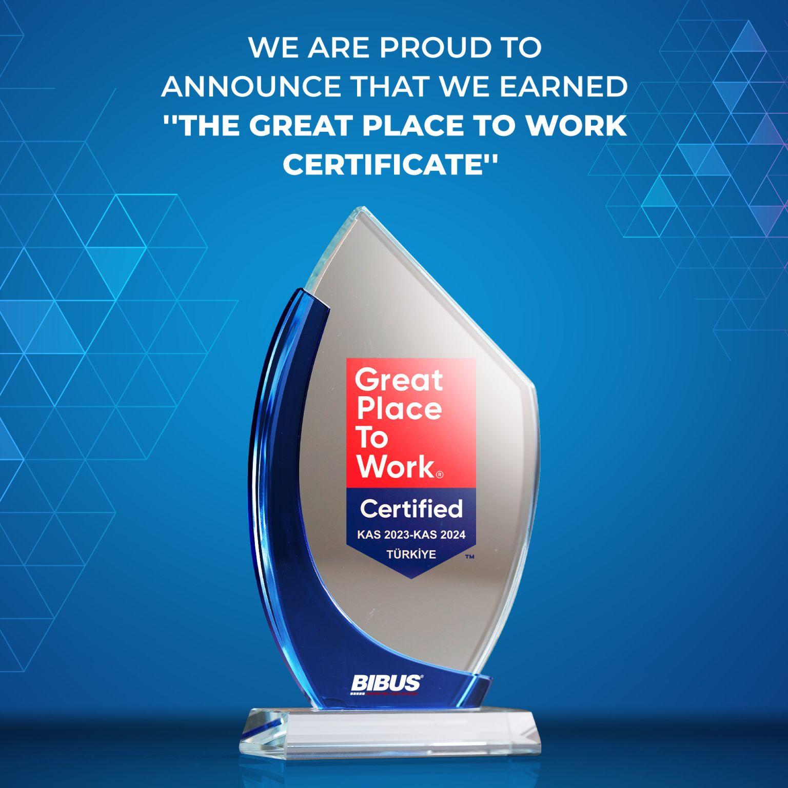 BIBUS Türkei A GREAT PLACE TO WORK-Zertifikat